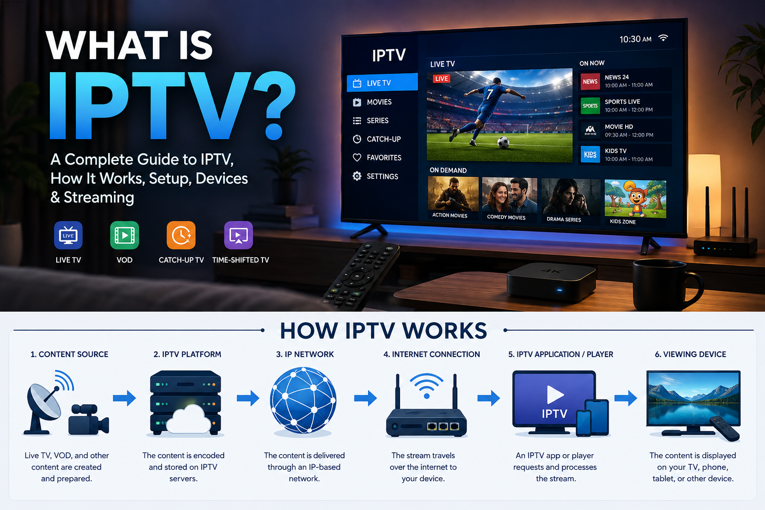 What Is IPTV? How IPTV Works, Setup, Devices & Streaming Guide